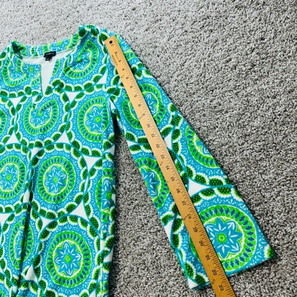 Talbots Women's Large Terry Swim Cover Up Tunic Top Green Blue - Picture 6 of 9